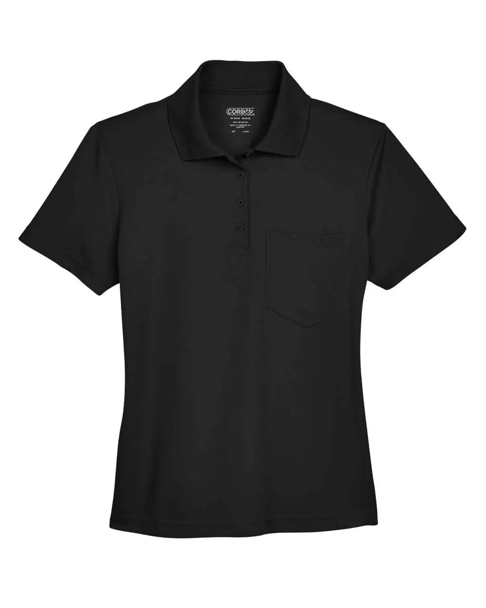 Core365 78181p Women’s Origin Performance Piqué Polo with Pocket - Black - Xs