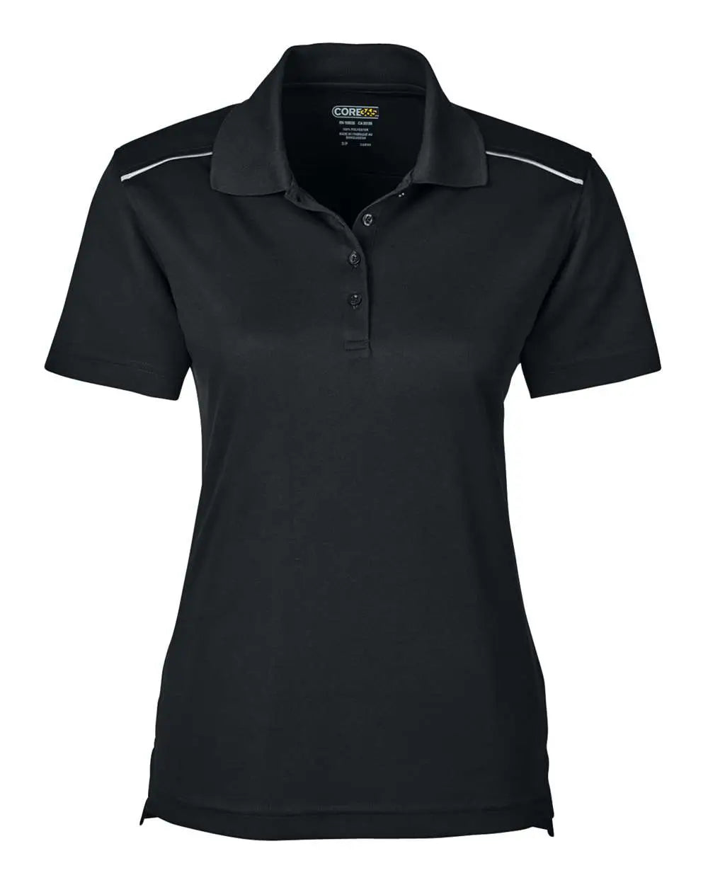 Core365 78181r Women’s Radiant Performance Piquã Polo with Reflective Piping - Black