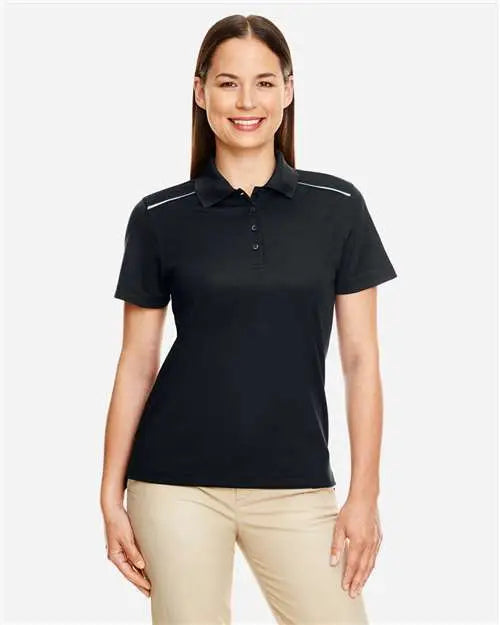 Core365 78181r Women’s Radiant Performance Piquã Polo with Reflective Piping - Black