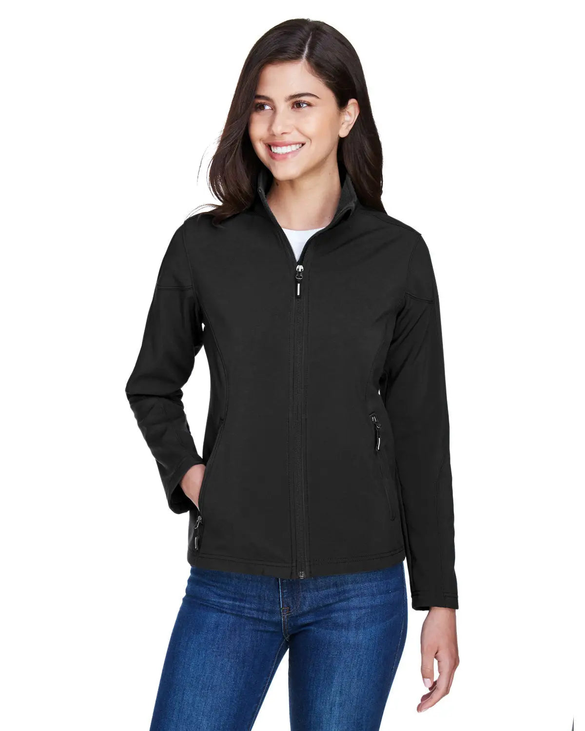 Core365 78184 Women’s Cruise Two-layer Fleece Bonded Soft Shell Jacket - Black