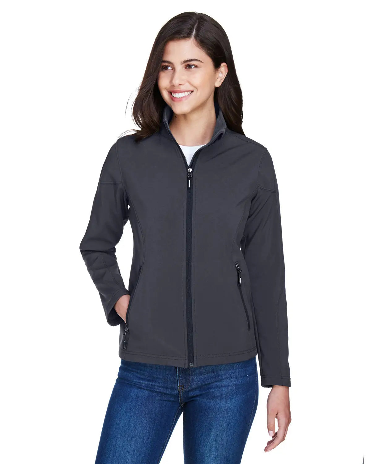 Core365 78184 Women’s Cruise Two-layer Fleece Bonded Soft Shell Jacket - Carbon