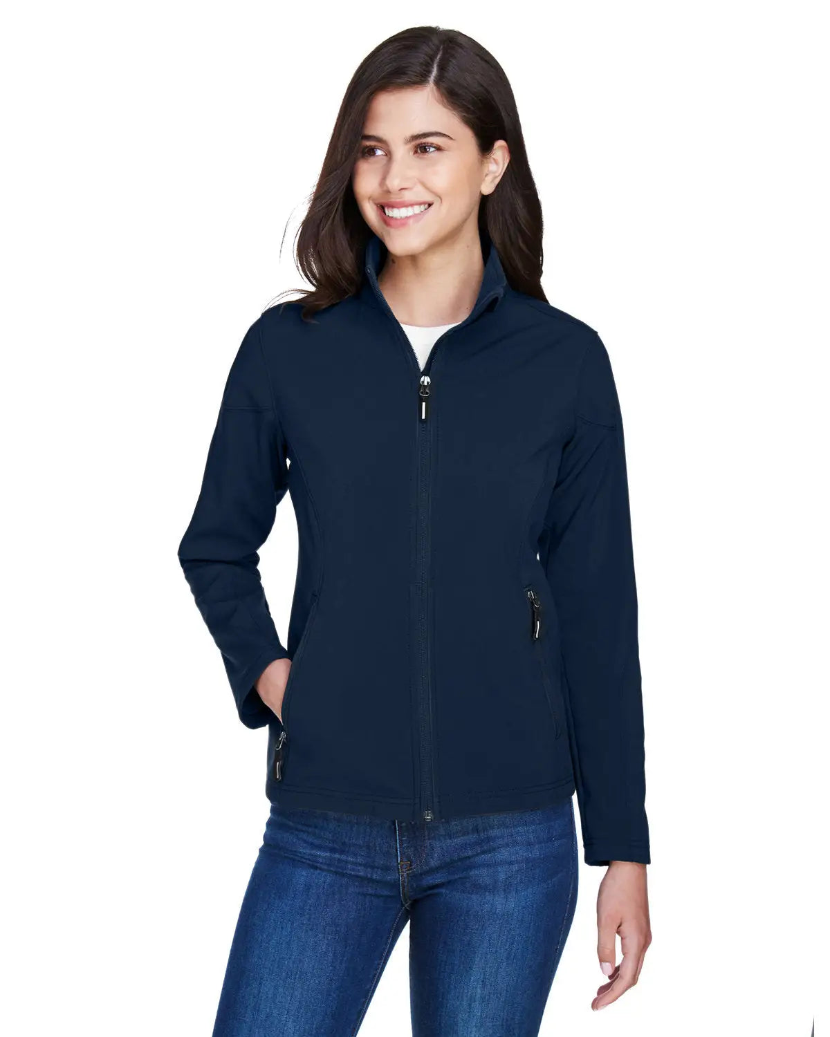 Core365 78184 Women’s Cruise Two-layer Fleece Bonded Soft Shell Jacket - Classic Navy