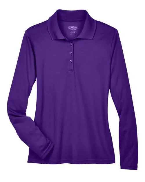 Core365 78192 Women’s Pinnacle Performance Long Sleeve Piquã Polo - Campus Purple
