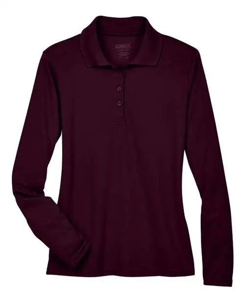 Core365 78192 Women’s Pinnacle Performance Long Sleeve Piquã Polo - Burgundy