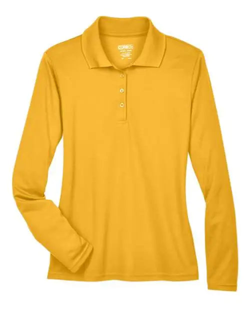 Core365 78192 Women’s Pinnacle Performance Long Sleeve Piquã Polo - Campus Gold