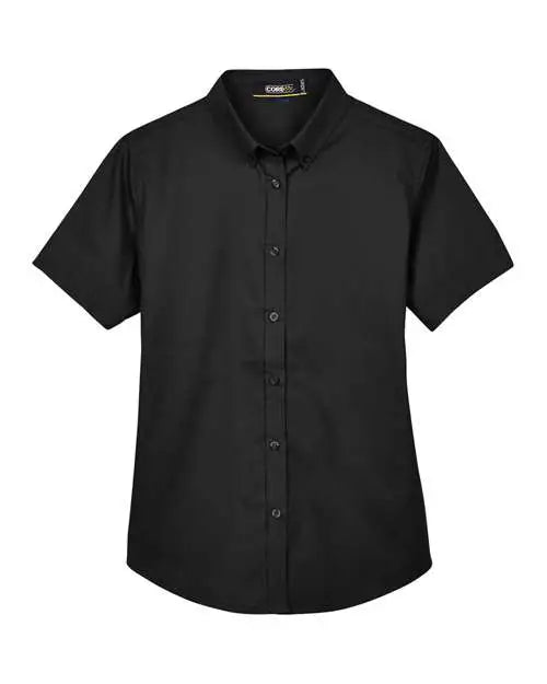 Core365 78194 Women’s Optimum Short Sleeve Twill Shirt - Black