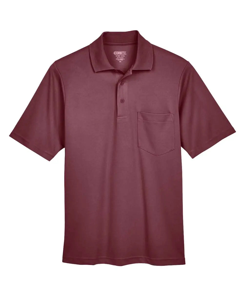 Core365 88181p Men’s Origin Performance Piqué Polo with Pocket - Burgundy - Maroon / s