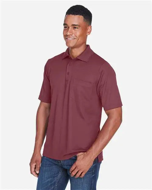 Core365 88181p Men’s Origin Performance Piqué Polo with Pocket - Burgundy