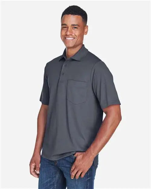 Core365 88181p Men’s Origin Performance Piqué Polo with Pocket - Carbon
