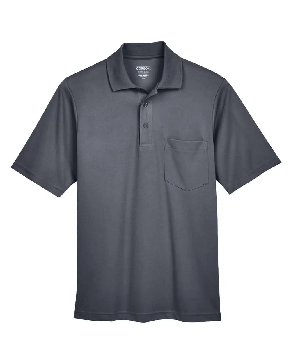 Core365 88181p Men’s Origin Performance Piqué Polo with Pocket - Carbon - Dark Gray / s