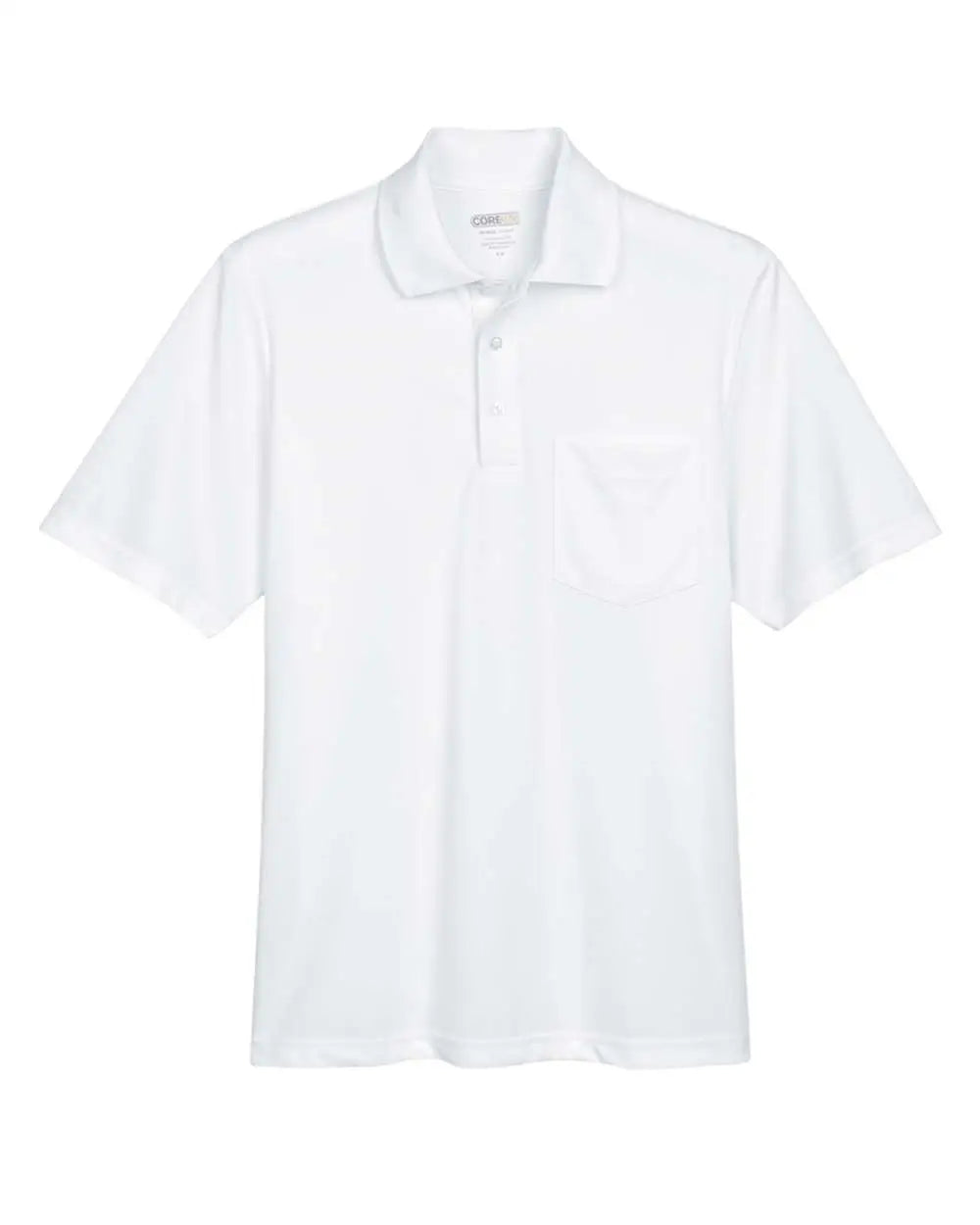 Core365 88181p Men’s Origin Performance Piqué Polo with Pocket - White - s