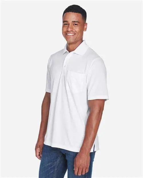 Core365 88181p Men’s Origin Performance Piqué Polo with Pocket - White