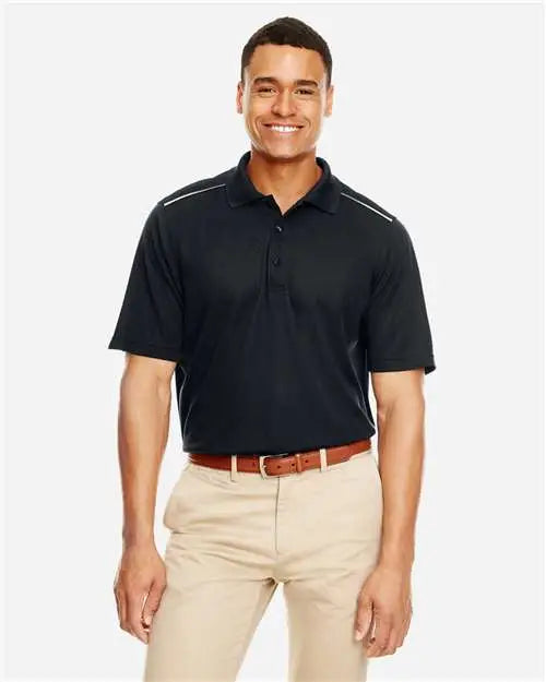 Core365 88181r Men’s Radiant Performance Piquã Polo with Reflective Piping - Black