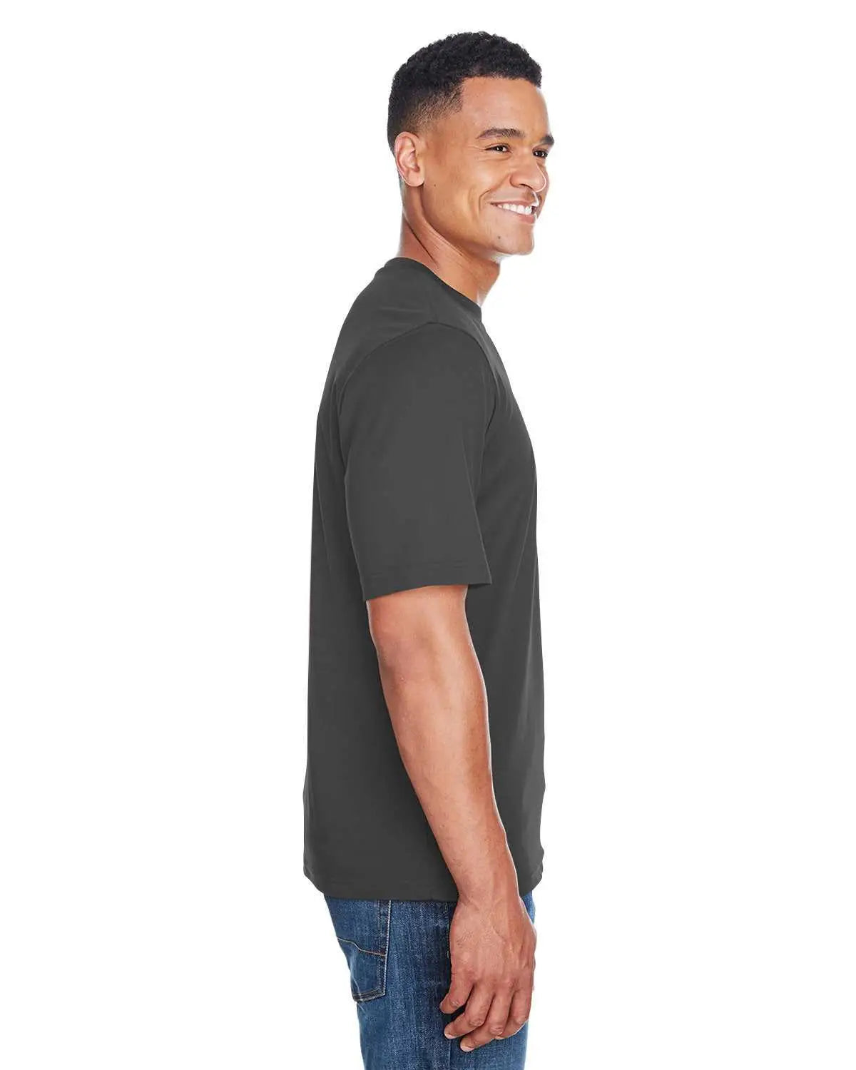 Core365 88182 Men’s Pace Performancepique Crewneck - Carbon - Dark Gray / Adult s