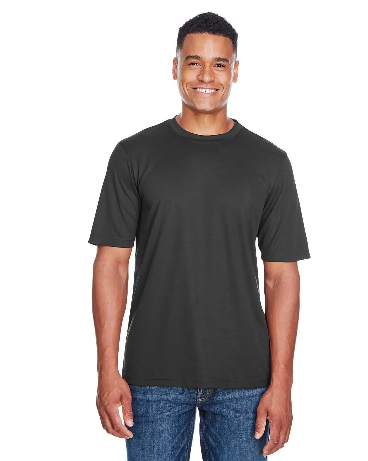 Core365 88182 Men’s Pace Performancepique Crewneck - Carbon - Dark Gray / Adult s
