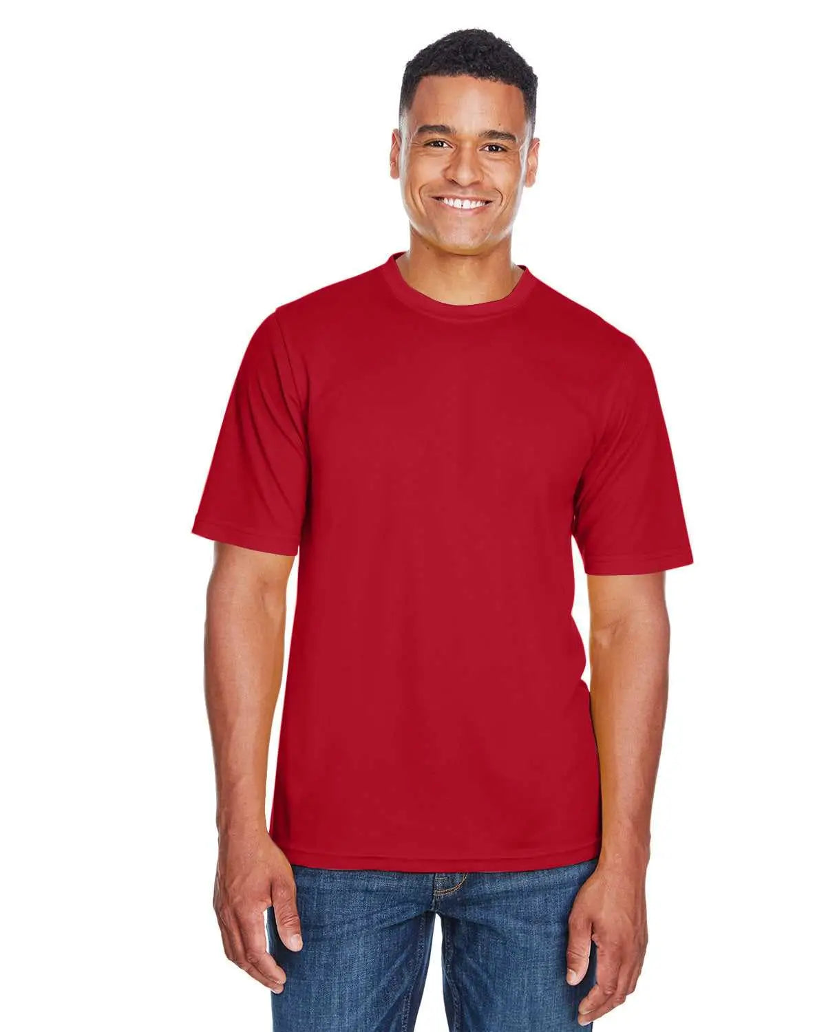 Core365 88182 Men’s Pace Performancepique Crewneck - Red - Adult s