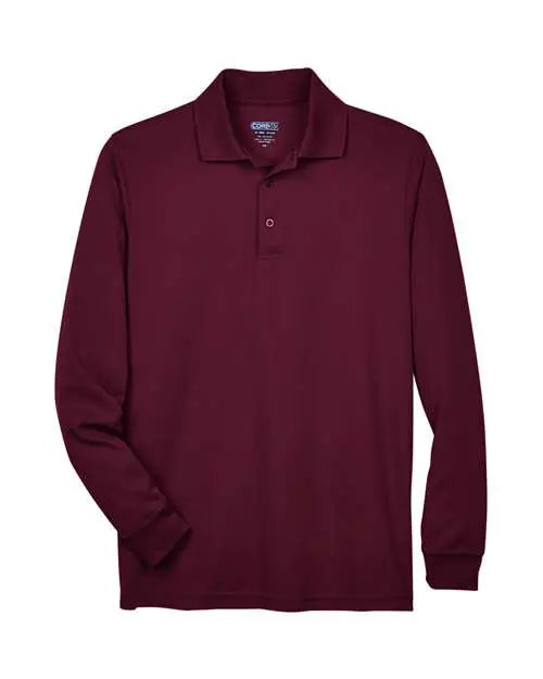 Core365 88192 Men’s Pinnacle Performance Long Sleeve Piquã Polo - Burgundy