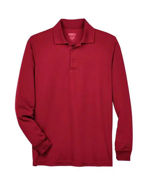 Core365 88192 Men’s Pinnacle Performance Long Sleeve Piqué Polo - Classic Red