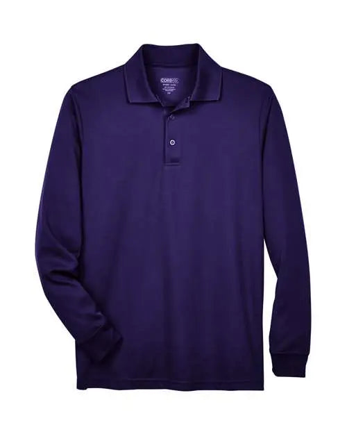 Core365 88192 Men’s Pinnacle Performance Long Sleeve Piqué Polo - Campus Purple