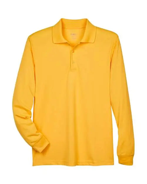 Core365 88192 Men’s Pinnacle Performance Long Sleeve Piqué Polo - Campus Gold