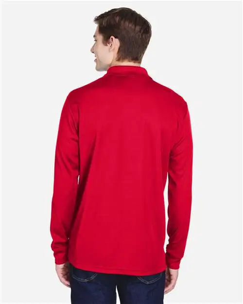 Core365 88192p Men’s Pinnacle Performance Long Sleeve Piqué Polo with Pocket - Classic Red