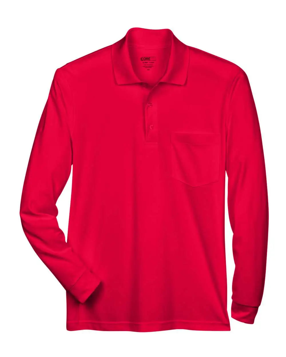 Core365 88192p Men’s Pinnacle Performance Long Sleeve Piqué Polo with Pocket - Classic Red - s
