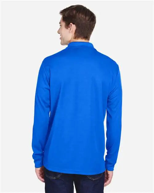 Core365 88192p Men’s Pinnacle Performance Long Sleeve Piqué Polo with Pocket - True Royal