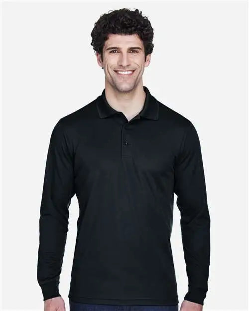 Core365 88192t Men’s Tall Pinnacle Performance Long Sleeve Piquã Polo - Black