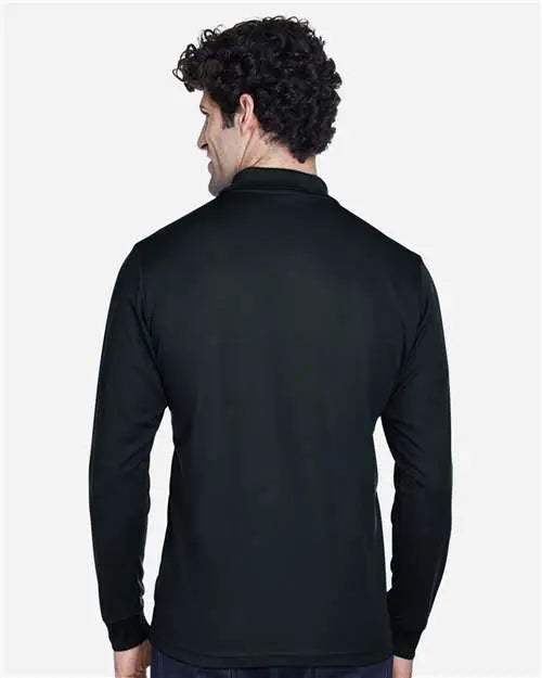 Core365 88192t Men’s Tall Pinnacle Performance Long Sleeve Piquã Polo - Black