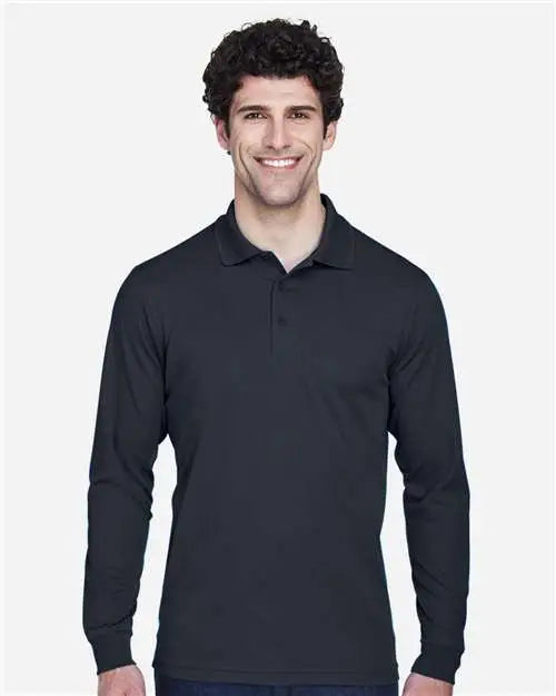 Core365 88192t Men’s Tall Pinnacle Performance Long Sleeve Piqué Polo - Carbon