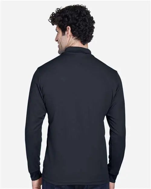 Core365 88192t Men’s Tall Pinnacle Performance Long Sleeve Piqué Polo - Carbon