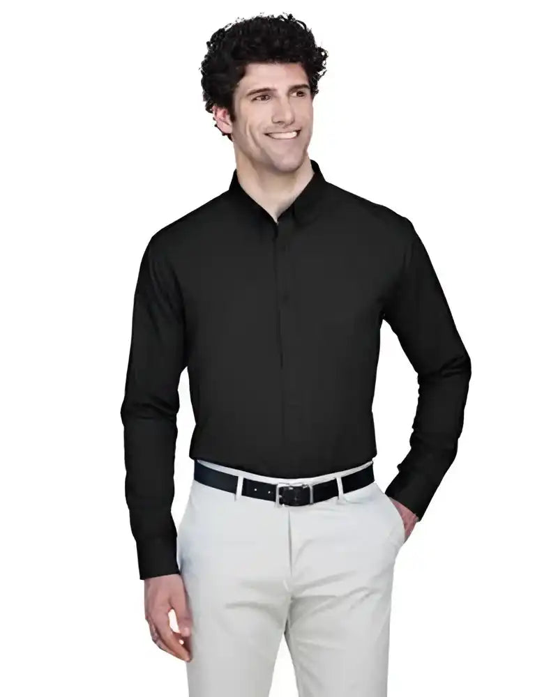 Core365 88193 Men’s Operate Long-sleeve Twill Shirt - Black