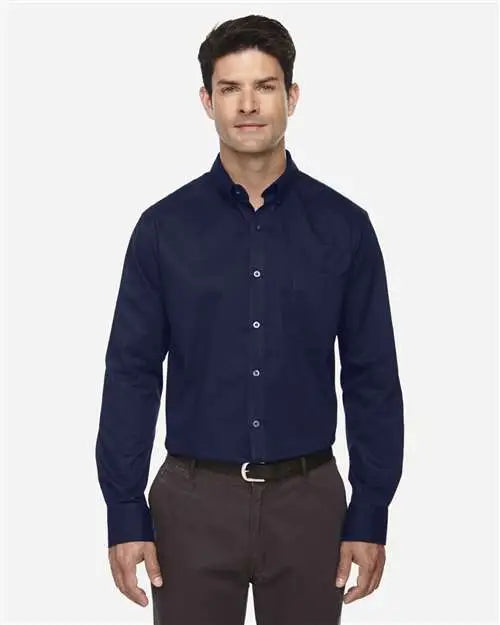 Core365 88193t Men’s Tall Operate Long Sleeve Twill Dress Shirt - Classic Navy