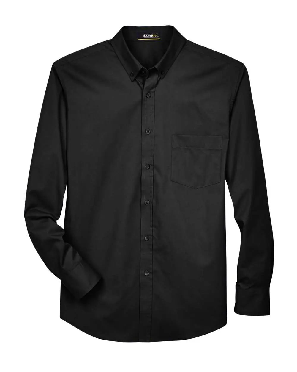 Core365 88193t Men’s Tall Operate Long Sleeve Twill Dress Shirt - Black - 5xlt