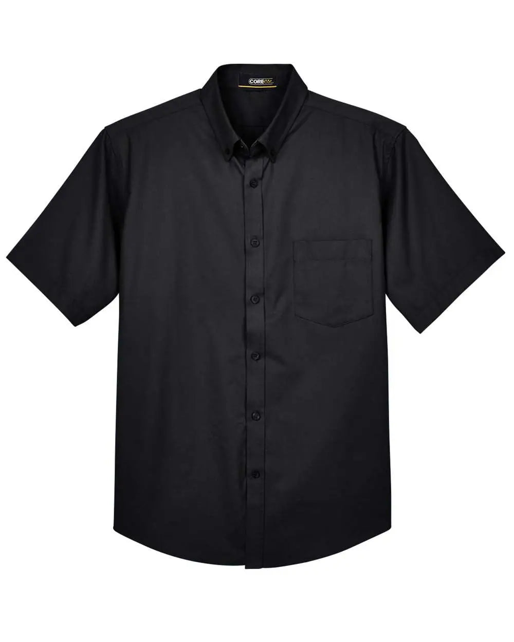 Core365 88194t Men’s Tall Optimum Short Sleeve Twill Dress Shirt - Black - 5xlt