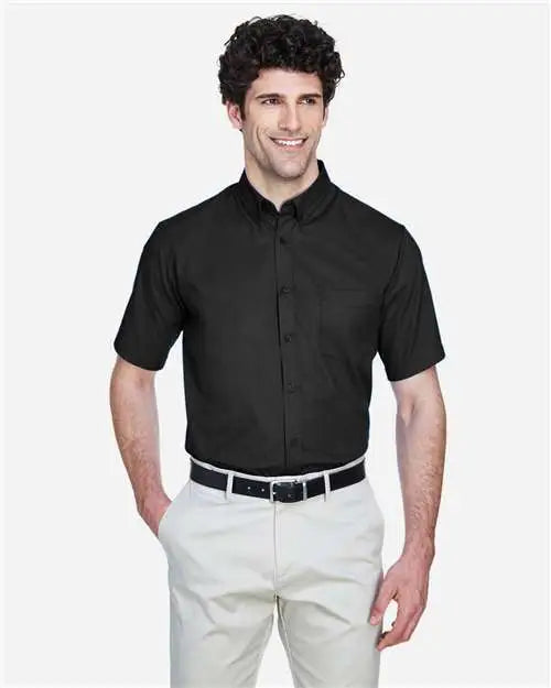 Core365 88194t Men’s Tall Optimum Short Sleeve Twill Dress Shirt - Black