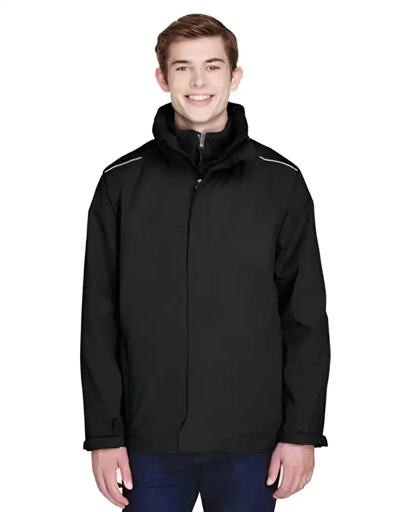 Core365 88205 Men’s Region 3-in-1 Jacket with Fleece Liner - Black