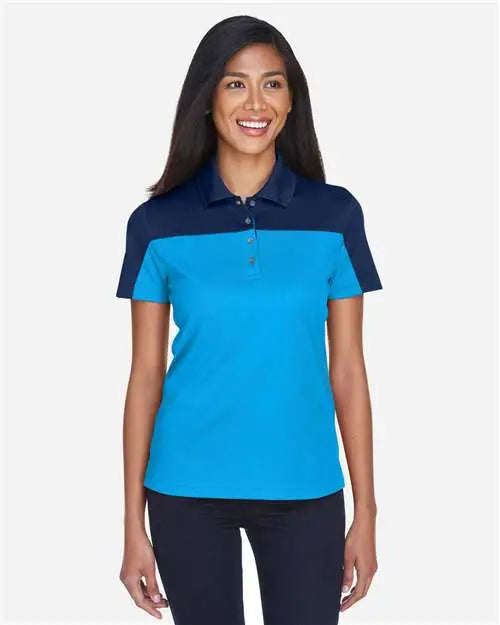 Core365 Ce101w Women’s Balance Colorblock Performance Piquã Polo - Electric Blue Classic Navy