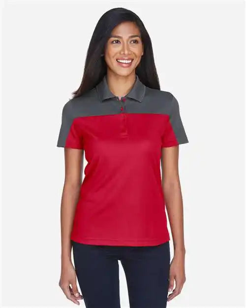 Core365 Ce101w Women’s Balance Colorblock Performance Piqué Polo - Classic Red Carbon - Red/ / Xs