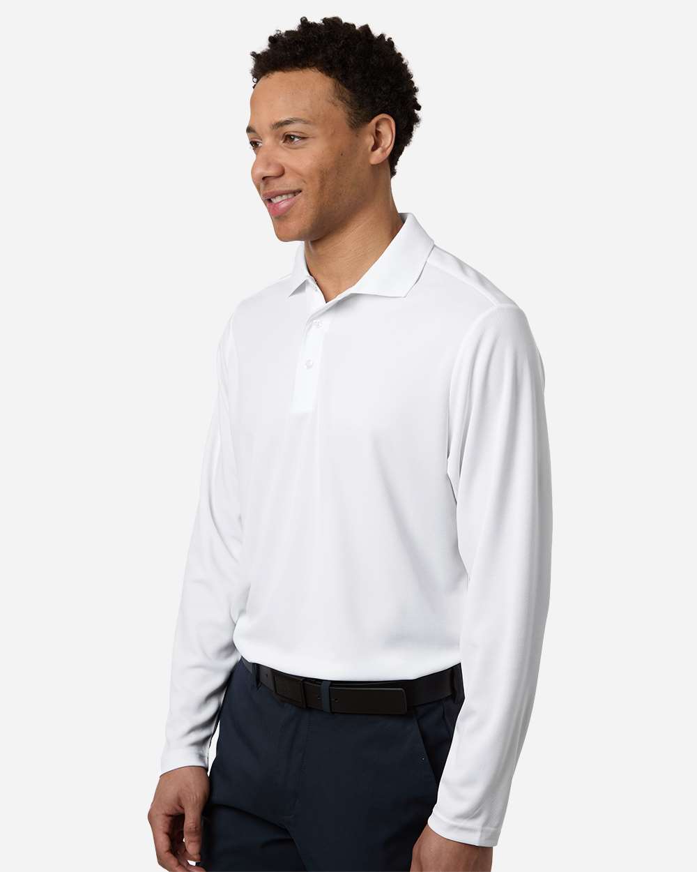 Core365 Ce108l Men’s Nova Performance Long Sleeve Pique Polo - White