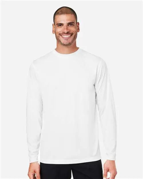 Core365 Ce10l Unisex Capital Long Sleeve Performance T-shirt - White - White / Xs