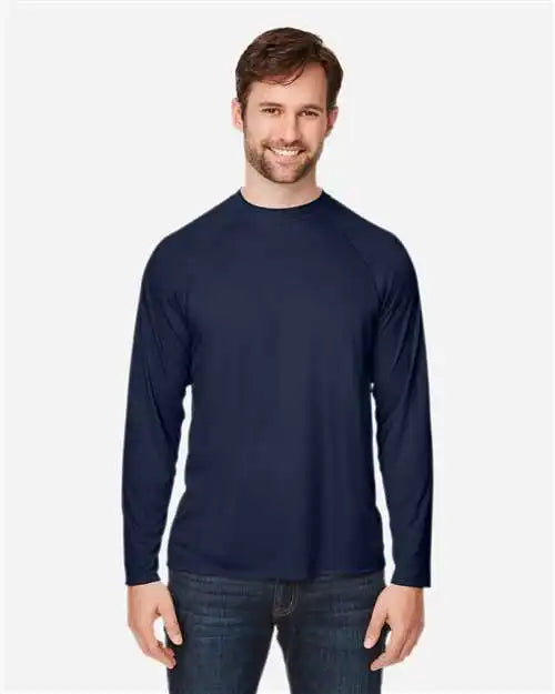 Core365 Ce110 Unisex Ultra Uvp™ Marina Raglan Long Sleeve T-shirt - Classic Navy