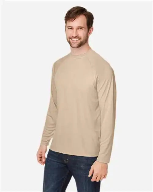 Core365 Ce110 Unisex Ultra Uvp™ Marina Raglan Long Sleeve T-shirt - Stone