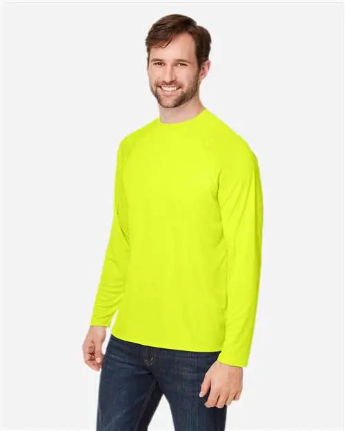 Core365 Ce110 Unisex Ultra Uvp™ Marina Raglan Long Sleeve T-shirt - Safety Yellow