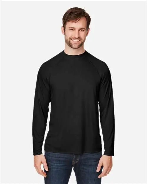 Core365 Ce110 Unisex Ultra Uvp™ Marina Raglan Long Sleeve T-shirt - Black