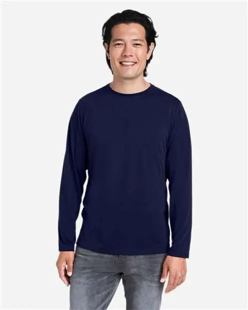 Core365 Ce111l Unisex Fusion Chromasoft™ Performance Long Sleeve T-shirt - Classic Navy