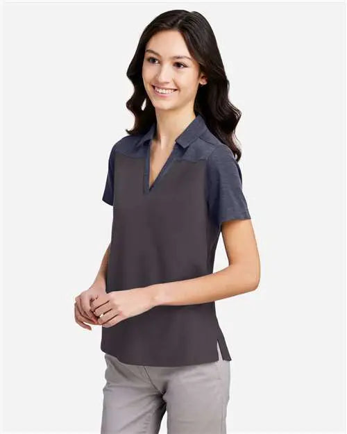 Core365 Ce112cw Women’s Fusion Chromasoft™ Colorblock Polo - Carbon Classic Navy Heather