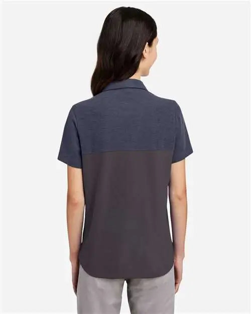 Core365 Ce112cw Women’s Fusion Chromasoft™ Colorblock Polo - Carbon Classic Navy Heather