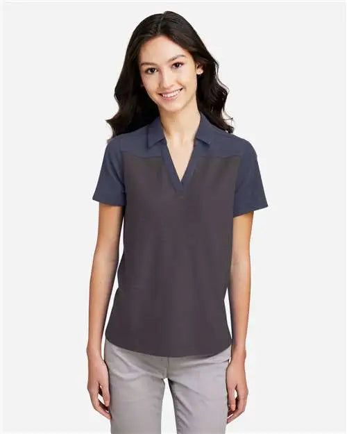 Core365 Ce112cw Women’s Fusion Chromasoft™ Colorblock Polo - Carbon Classic Navy Heather - Carbon/ / Xs