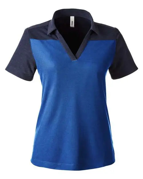 Core365 Ce112cw Women’s Fusion Chromasoft™ Colorblock Polo - True Royal Classic Navy Heather